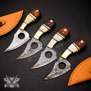 Set of Knives Personalized 7 inch Groomsmen Gift Knife, Groomsmen gift set, Groomsman Knife, Best Man Gift Knife, Handmade Damascus Steel