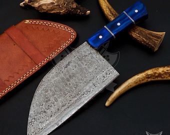 Chef Cleaver Chopper Kitchen Butcher Full Tang Handmade Damascus Steel Chef Knife Wenge Wood Curved Handle Gift Outdoor Chop Knife 2022