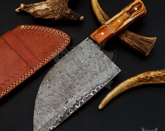 Chef Cleaver Chopper Kitchen Butcher Full Tang Handmade Damascus Steel Chef Knife Wenge Wood Curved Handle Gift Outdoor Chop Knife 2022