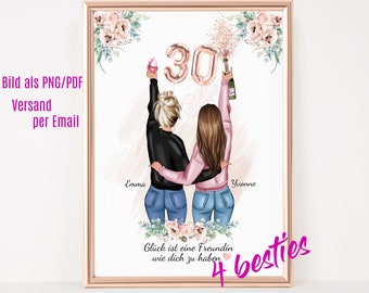 Freundin Geschenk Bild personalisiert | Beste Freundin Geschenk Poster | Geschenk Freundin  Schwester Geburtstag | BFF Bild | #B23