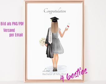 Graduierung Geschenk personalisiert, Bachelor Master Absolventin Geschenk, Abschlussgeschenk Abitur Tochter Schwester, Freundin Graduation