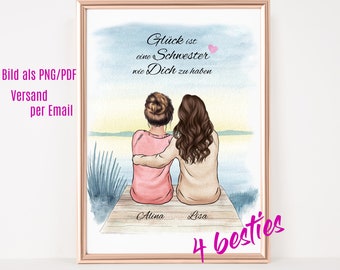 Photo de sœur personnalisée, cadeau d’anniversaire de sœur, cadeau d’anniversaire sœur, cadeau de meilleure amie, affiche de sœur, #B6