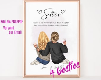 Photo de sœur personnalisée, cadeau d’anniversaire de sœur, cadeau d’anniversaire sœur, cadeau de meilleure amie, affiche de sœur, #B21