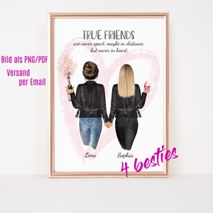 Best Friend Gift Picture Personalized, Girlfriends Gift, Girlfriend Gift Birthday Poster, Girlfriends Picture, BFF Picture, #B4