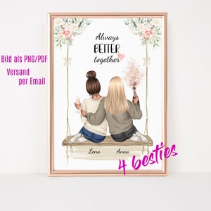 Best Friend Gift Picture Personalized, Girlfriends Gift, Girlfriend Gift Birthday Poster, Girlfriends Picture, BFF Picture, #B10