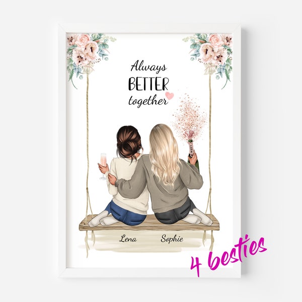 Beste Freundin Geschenk Weihnachten, personalisiertes Geschenk Poster, Geburtstagsgeschenk für Sie, Geschenkidee Freundin Geschenk Schwester