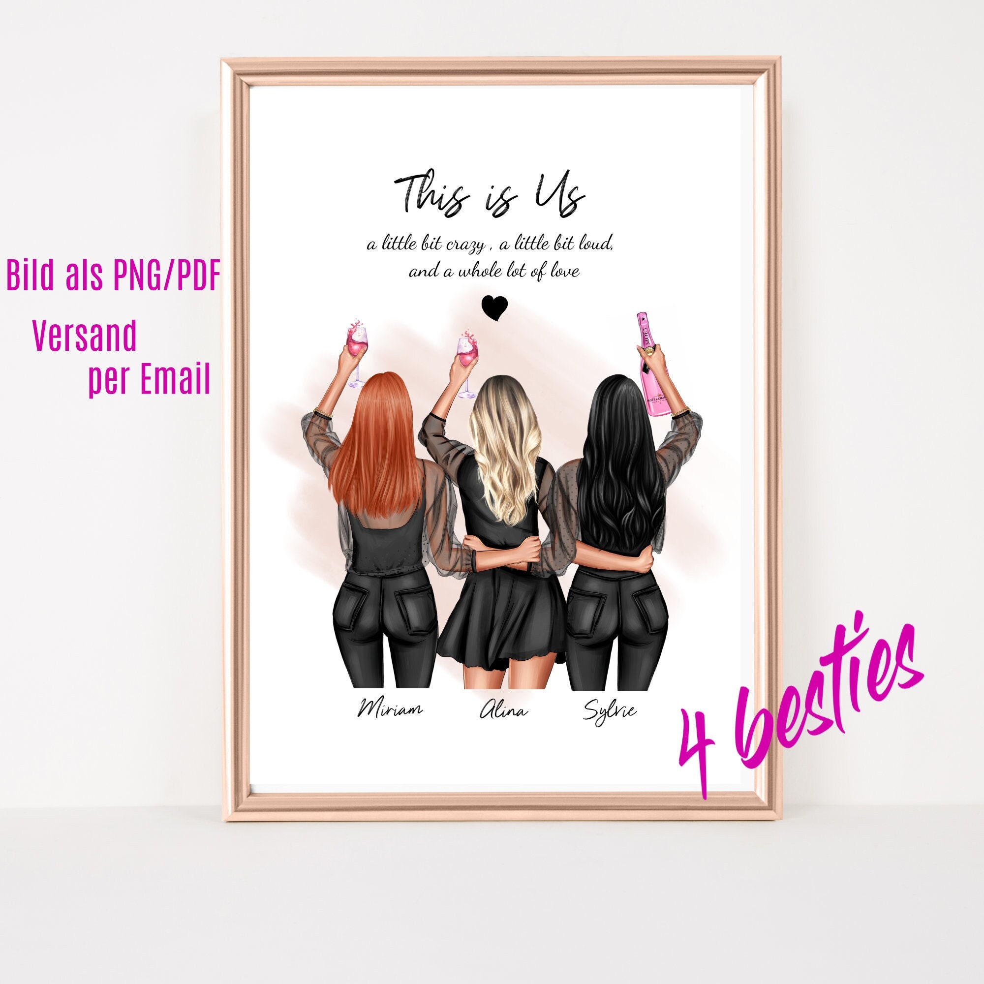 Girlfriends Gift Picture Personalized 3 Girlfriends Poster