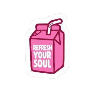Refresh Your Soul Milk Carton Kiss-Cut Stickers, Fun Vinyl Stickers Journals