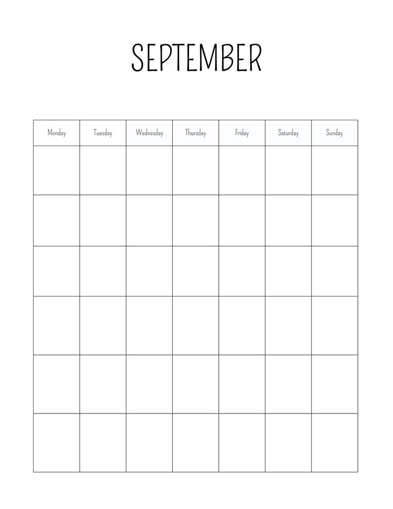 Downloadable/ Printable Blank 12 Month Calendar Without Numbers - Etsy