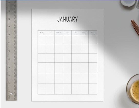 Downloadable/ Printable Blank 12 Month Calendar Without - Etsy