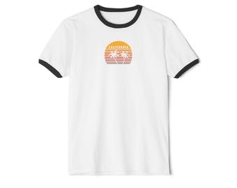 California Sunset palm trees T-Shirt | retro beach ringer tee