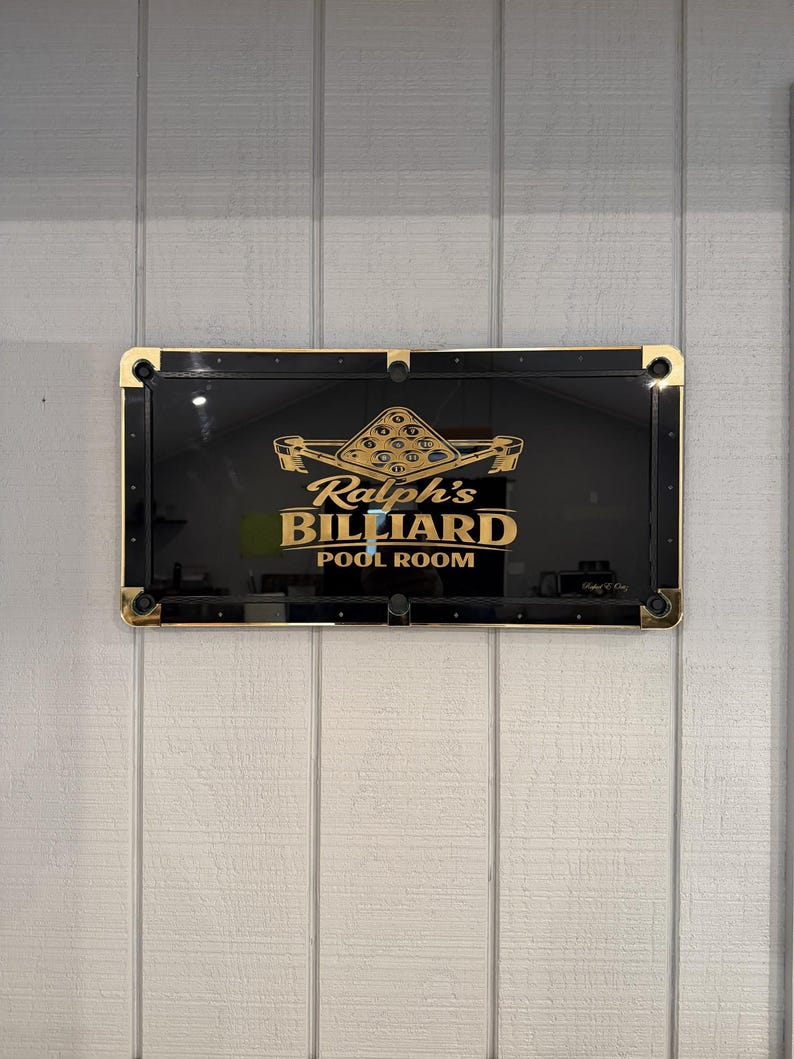 Pool Table Signs Lettering Personalized Acrylic Pool Table Wall Piece • Custom Logo Center • Neon ...