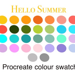Hello Summer Color Palette For Procreate App | iPad Procreate | Digital Color Palettes Swatches | Instant Download