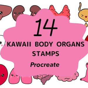 Kawaii body organs stamps, Procreate kawaii stamps, hand drawn stamps, Procreate  cute stamps, Procreate stamps, Procreate brushes