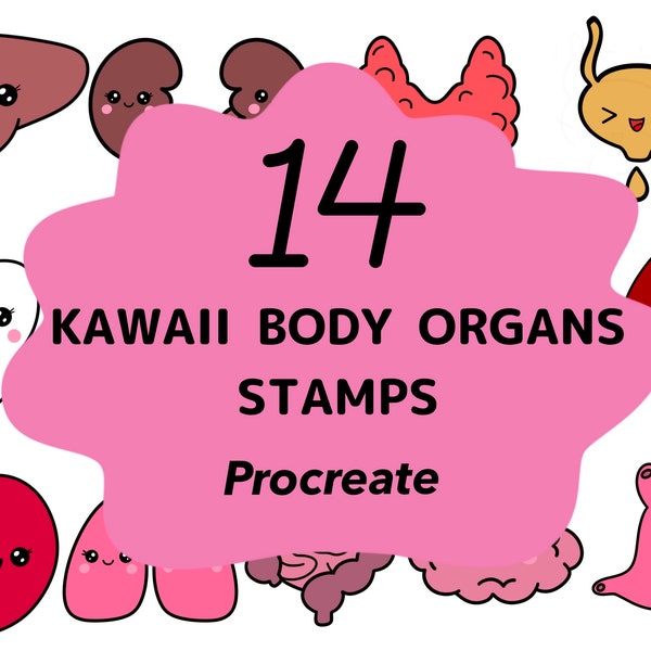 Kawaii body organs stamps, Procreate kawaii stamps, hand drawn stamps, Procreate  cute stamps, Procreate stamps, Procreate brushes