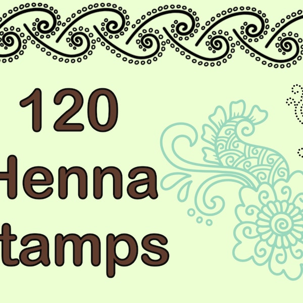 120 Henna & Mehndi Stamps for Procreate, Hand drawn Paisley procreate Stamps, Paisley Procreate Stamps, Procreate Stamps