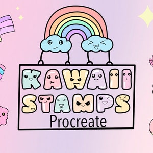 Op de afbeelding: Kawaii Stamps Procreate - Een digitale stempelset met schattige cartoonfiguren met verschillende uitdrukkingen. De stempels zijn ontworpen voor gebruik in de Procreate-app.