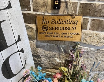 No Soliciting doorbell hanging sign