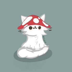 Mushroom Cat Wallpaper + Printable download! :3