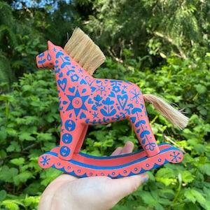 Painted Flower Rocking Horse Figurine