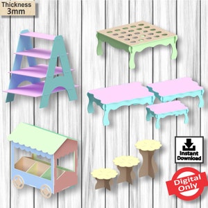 Kit Candy bar Furniture Pack 6, laser cut Design, file Vector for Laser,svg,laser cut design,vector, plan, Instant download, Digital Only