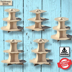 3-Tier Cupcake Stand Pack 1- Laser Cut Design - Vector File for Laser - SVG - Instant Download - Digital Only