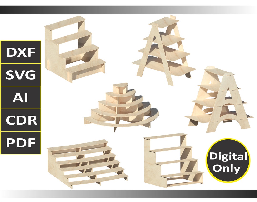 Stair Cupcake Stand Pack 1 Laser Cut Design File Vector for Etsy UK