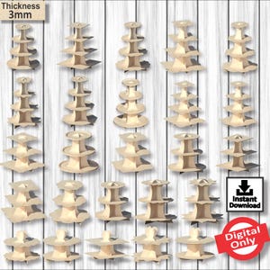 Cupcake Stand Mega Pack, include pacchetti 1-5, design tagliato al laser, file vettoriale per laser, SVG, design tagliato al laser, piano, download istantaneo, solo digitale