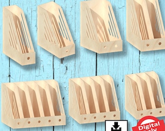 Vertikales Dateiordner-Halterpaket 1, lasergeschnittenes Design, Dateivektor für Laser, SVG, lasergeschnittenes Design, Vektor, Plan, sofortiger Download, nur digital