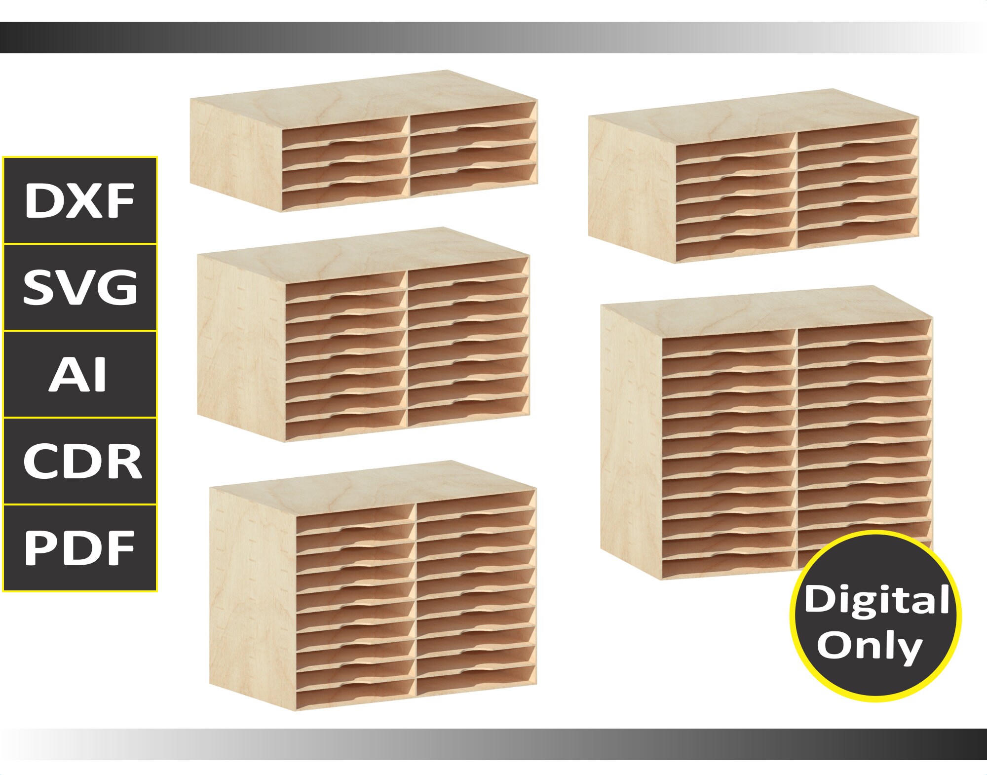 Modest File Organizer Desktop Organizer File Letter Size Pack 1, Laser Cut Design,file Vector ...
