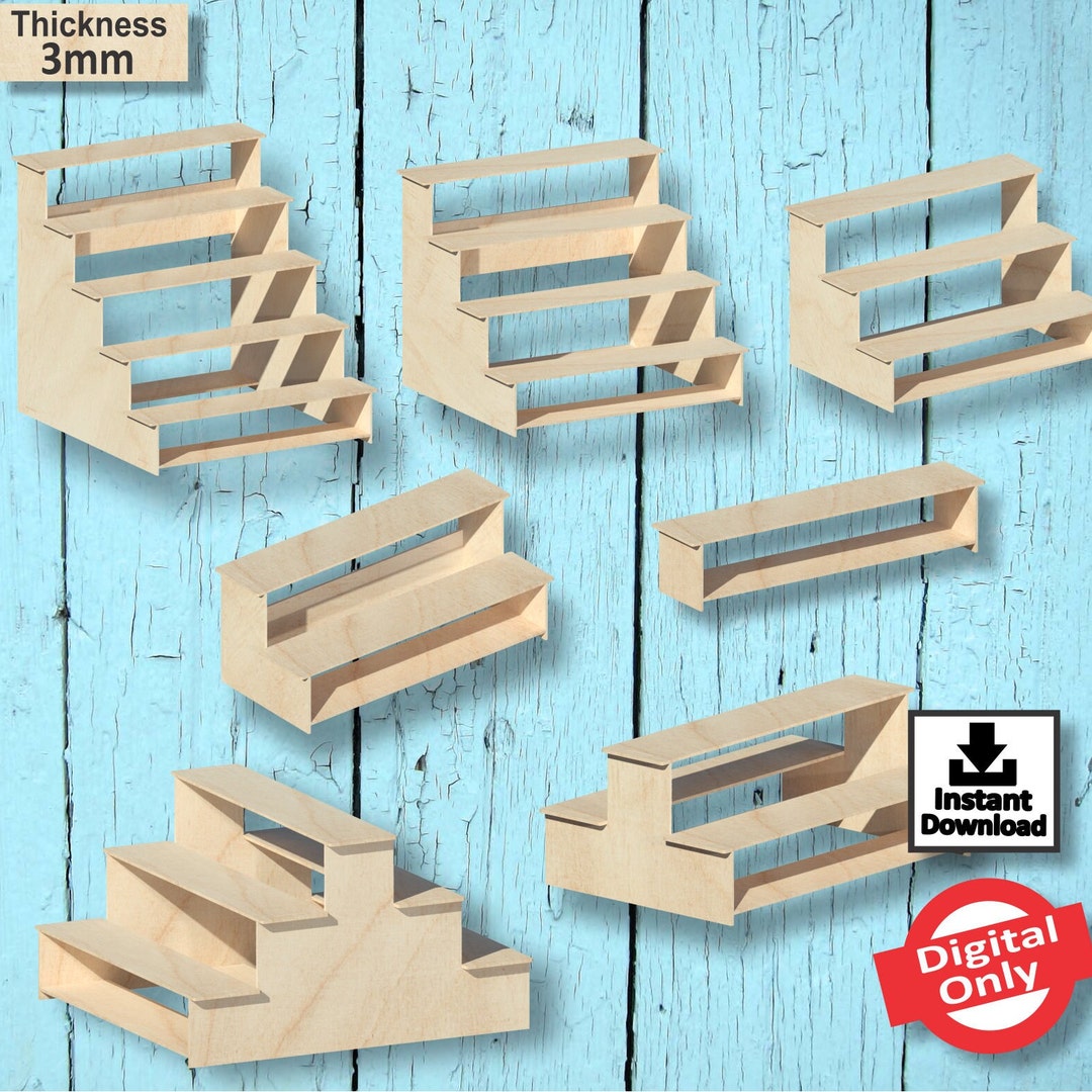 Stair Cupcake Stand Pack 2, Laser Cut Design, File Vector for Laser,svg