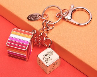 Lesbian Pride Flag Proud Cube Bag Charm Pride Keychain - Aromantic Keychain Polyamory Keychain Agender Flag Non-Binary Keychain Bisexual