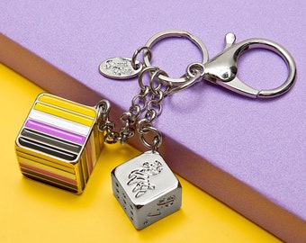 Non-Binary Pride Flag Cube Bag Charm – Elegant Pride Accessory
