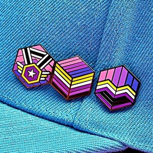 Non-Binary (Enby) + Bisexual Pride Pins Flag Love Medal - Asexual Trans Abrosexual Flag Genderqueer Flag Button Omnisexual Flag Aromantic