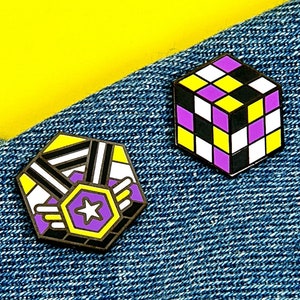 Non-Binary (Enby) Pride Pins Medal Rubik&#39;s - Gay MLM Pride Enby Pins Transgender Pins Trans Pride Polyamory Pins Pins Loveislove Abrosexual