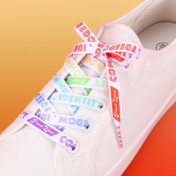 Rainbow Pride Flag White Shoelaces Laces - Pansexual Genderqueer Clothing Rainbow Flag Lesbian Laces Genderfluid Flag Gay Aroace Bisexual