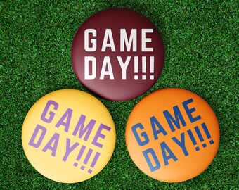 CUSTOM Game Day Button | Football Gameday Pin | Tailgate Button | Team Spirit Button | College Football Accessory | Custom Gameday Button