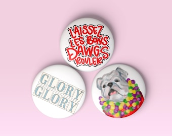 GA Sugar Gameday Buttons | Football Spirit Pins | Tailgate Accessories | College Bowl Game Day Buttons