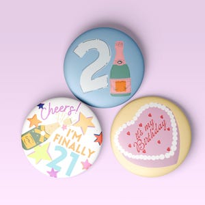 Geburtstags-Buttons | 21. Geburtstag