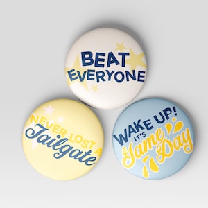 3-Pack Blue & Yellow Gameday Buttons | Football Buttons | Tailgate Buttons | Gameday Pins | Football Season