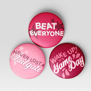 3-Pack Red/Maroon & White Gameday Buttons | Football Buttons | Tailgate Buttons | Gameday Pins | Football Season
