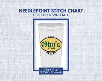 Oby’s Cup Needlepoint Pattern | Needlepoint Stitch Chart | Instant Download | 18 Mesh