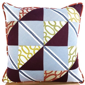 Country Patchwork Decorative Pillow Cover I Quilted Throw Pillow Cover