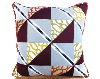 Country Patchwork Decorative Pillow Cover I Quilted Throw Pillow Cover