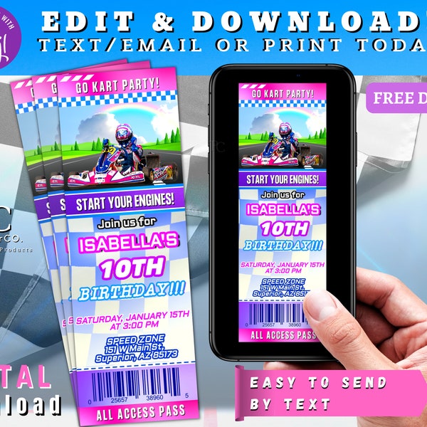 Go Kart Birthday Party Girl - Etsy