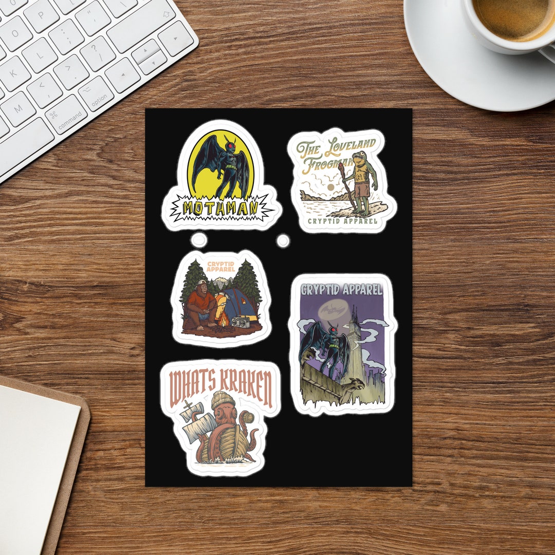 Cryptids Sticker Sheet Mothman Frogman Bigfoot - Etsy