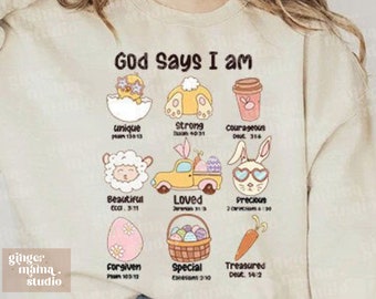 god says I am easter png, easter bunny png, god says png, retro easter png, easter vibes png, easter sublimation design, trendy easter shirt
