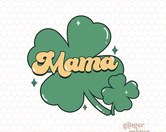 mama green shamrock png, st. patrick’s day mama png, st patricks mama, lucky clover png, green shamrock, retro mama, sublimation design png