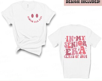in my senior era class of 2024 retro png, pink smiley, senior 2024, senior era, retro senior, class of 2024, trendy design, smiley face