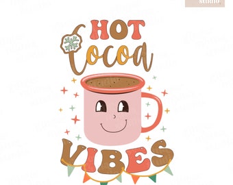 hot cocoa vibes png, retro hot cocoa shirt png, merry christmas, holiday shirt png, retro christmas shirt png, hot cocoa vibes shirt dtf